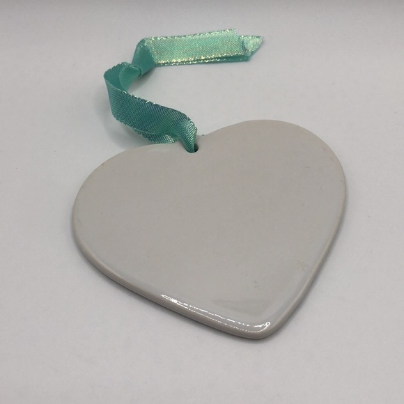 Ormond By The Sea Florida Map Heart Ornament Porcelain In Sea Blue - Picture 2 of 5